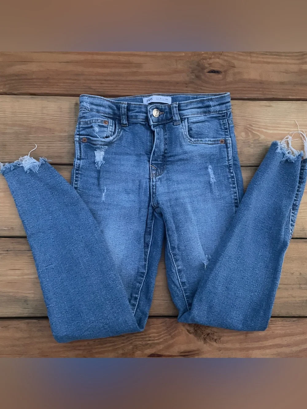 Zara Kids Girl’s Distressed Blue Skinny Jeans- Size 10